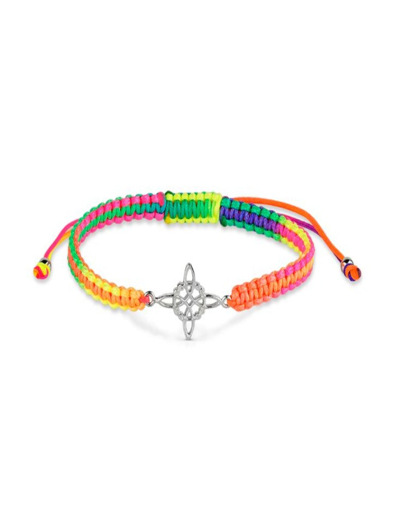 Pulsera Multicolor Nudo de Bruja Plata