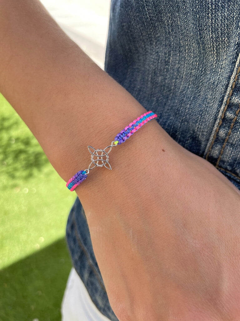 Pulsera Multicolor Nudo de Bruja Plata