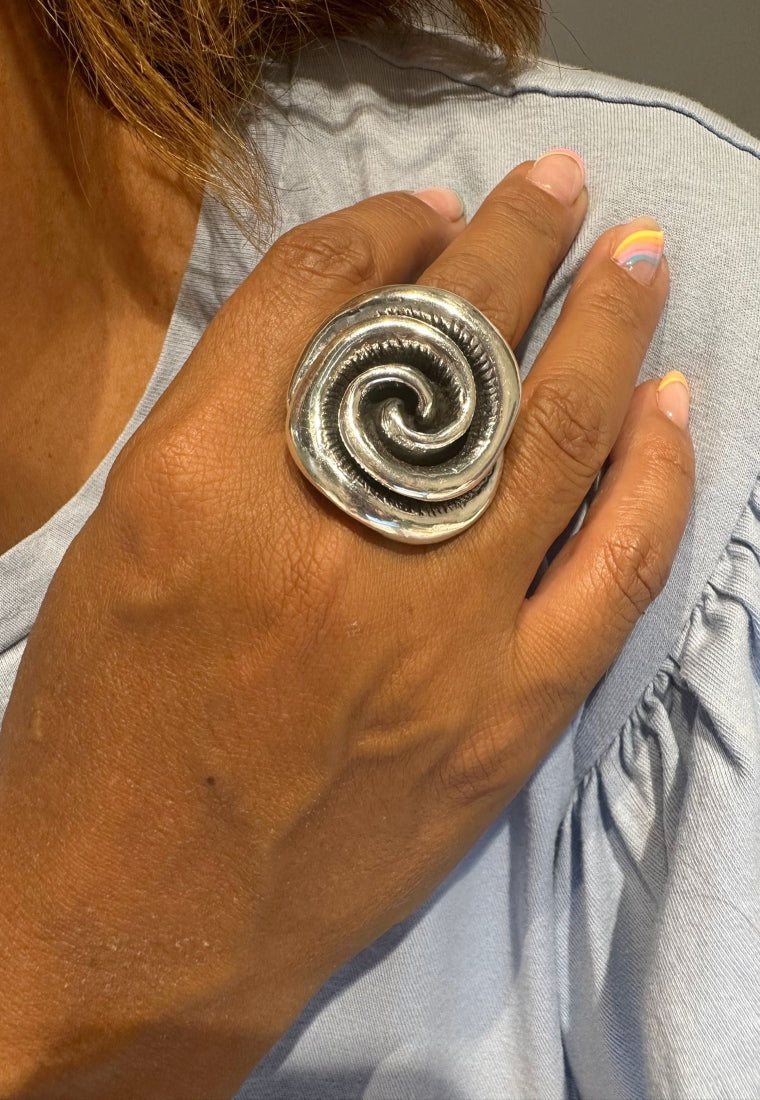 Anillo Rosa Maxi Plata