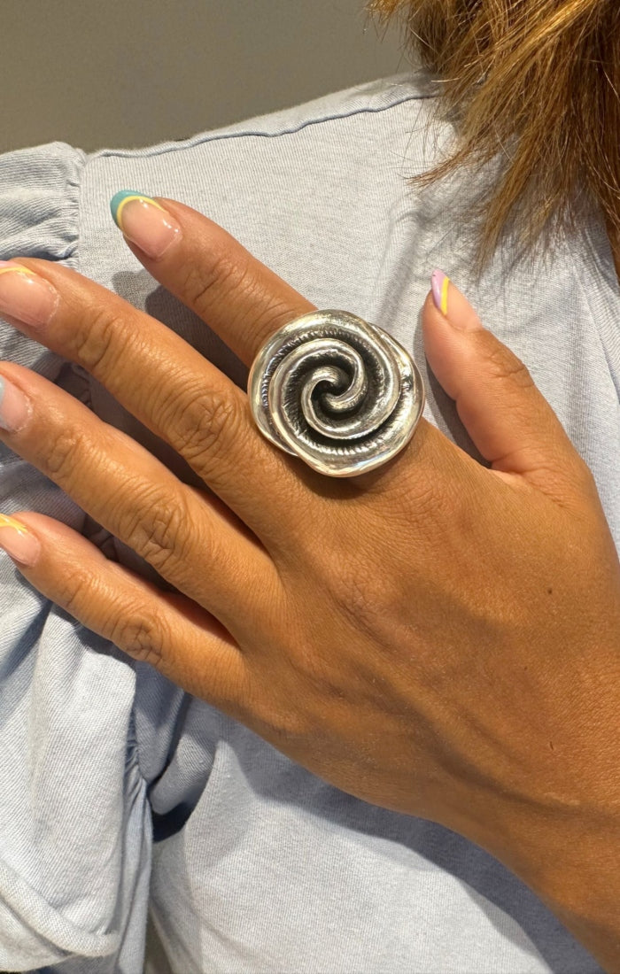 Anillo Rosa Maxi Plata