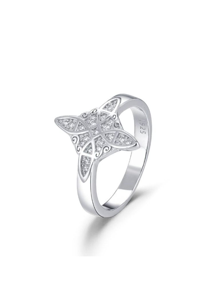 Anillo Nudo de Bruja Circonitas Plata 14mm