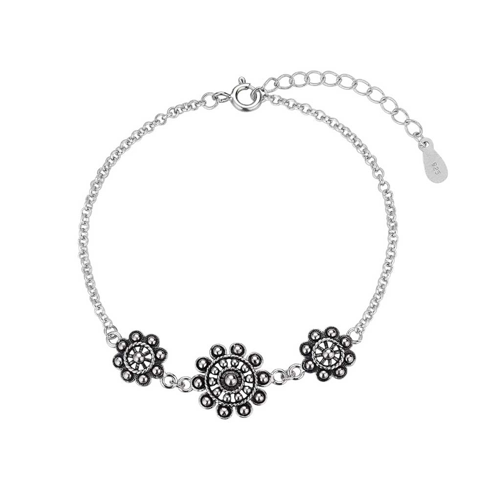 Pulsera Tres Botones Charro Plata