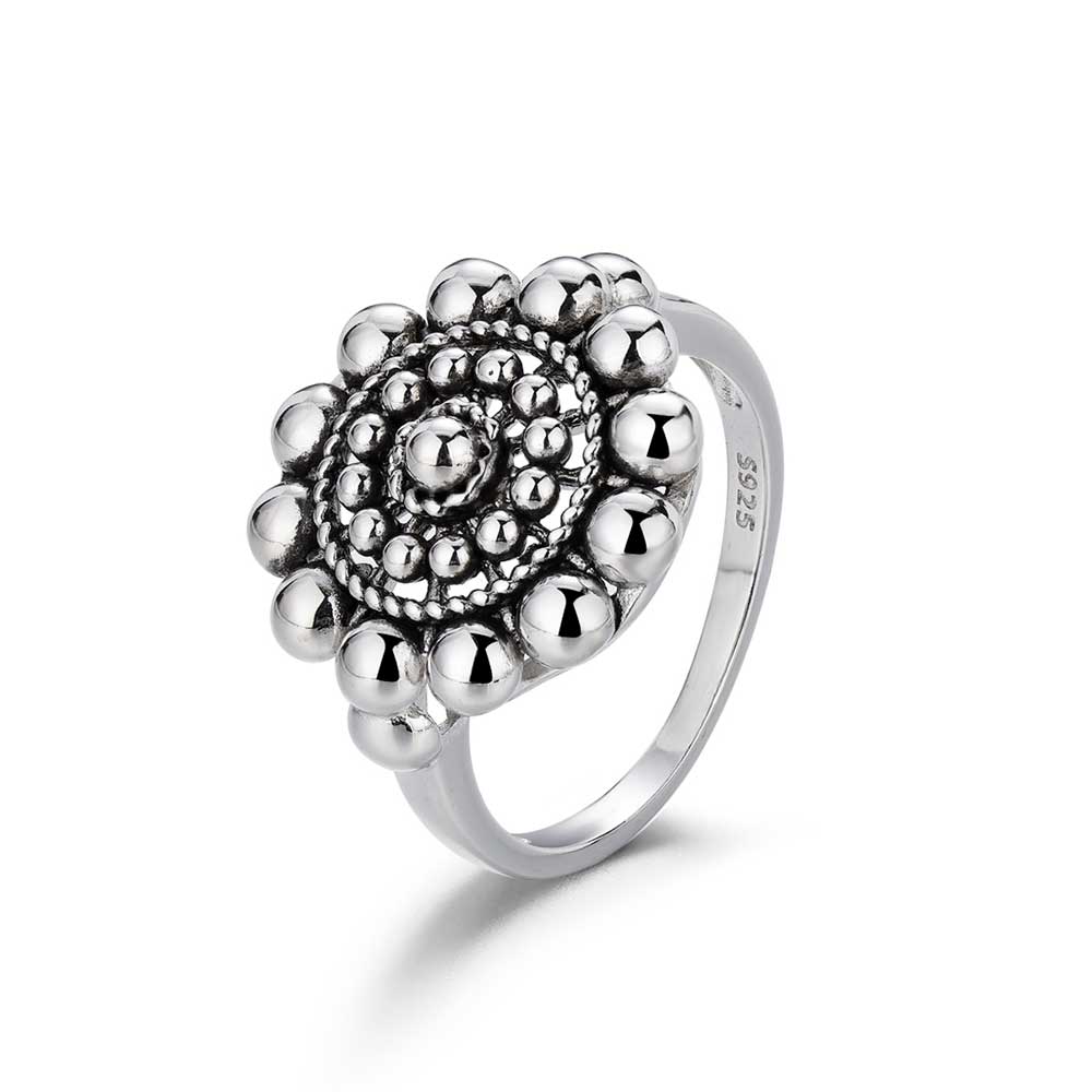 Anillo Botón Charro Plata