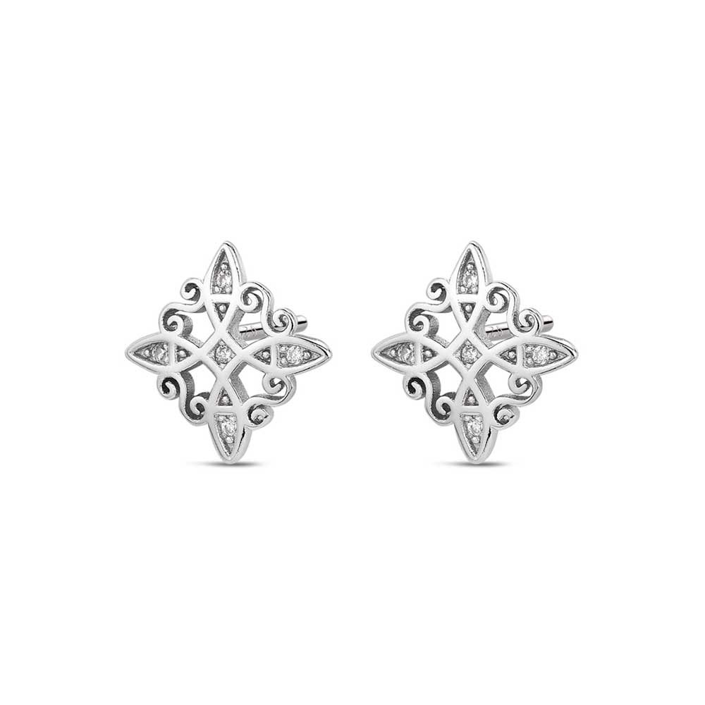 Pendientes Nudo de Bruja Circonitas Plata
