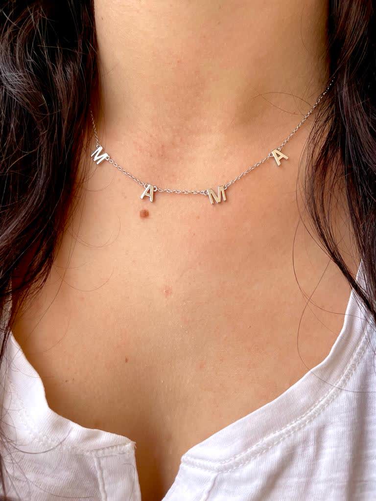 Collar Mamá Letras Plata