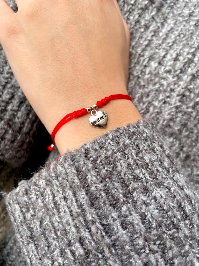 Pulsera Hilo Rojo Mamá Plata