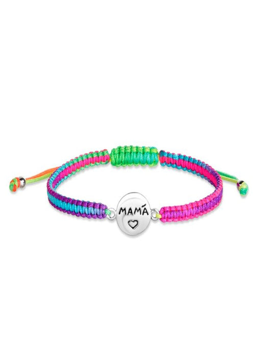 Pulsera Hilo Multicolor Mamá Plata