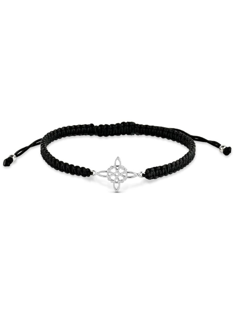 Pulsera Hilo Negro o Rojo Nudo de Bruja Plata